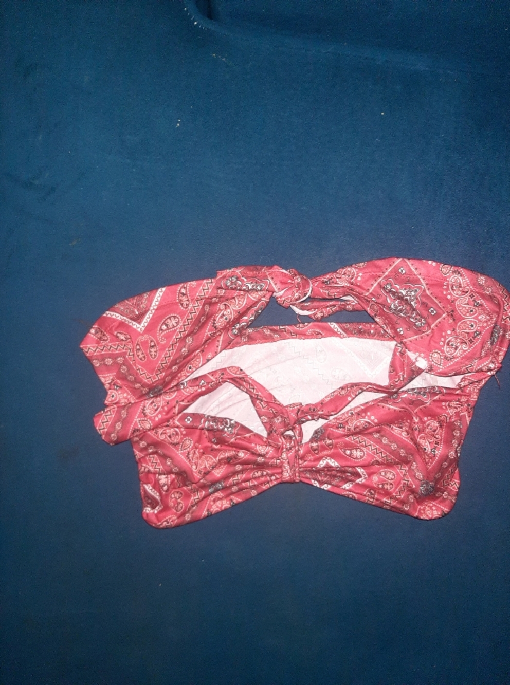 Almost Famous Red Paisley Tie-Front Bandeau Top Size Xl